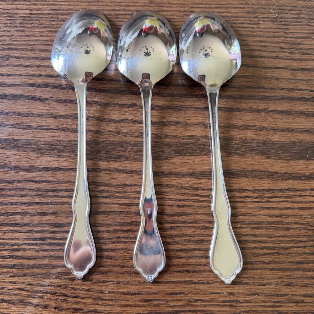 Oneida Morning Blossom Stainless Steel Serving Spoons, Fork, Ladle Set of 7 - Picture 5 of 14